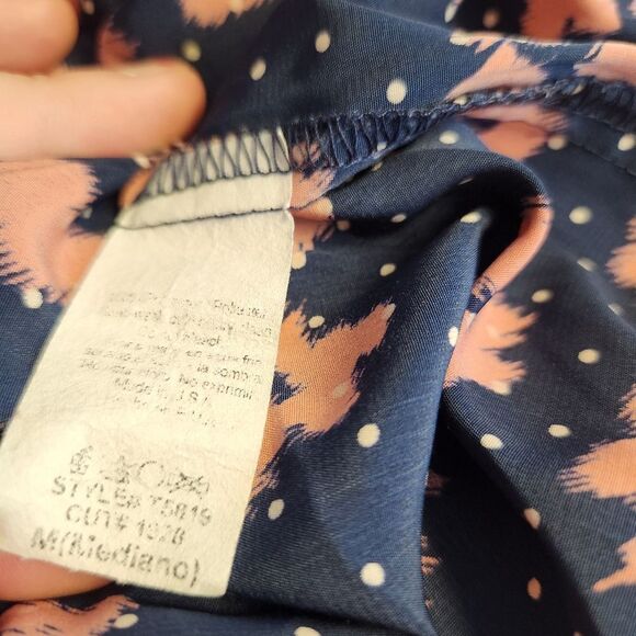 3/$25 Everly Navy Salmon Racerback Ruffle Abstract Floral Tank Top Sz M - Picture 11 of 11